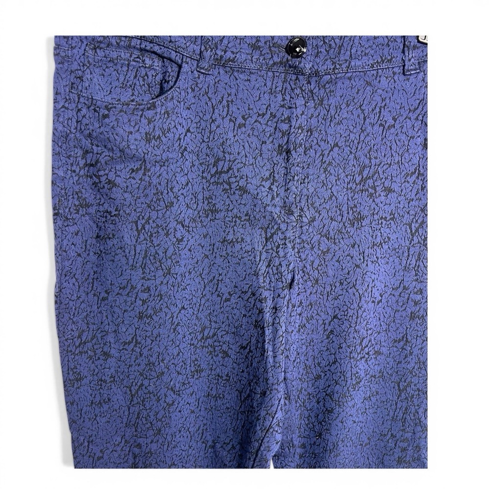 Chico's 2 (M 10/12) Stretchy Ankle Blue & Black Pants Summer Geo Print Classic